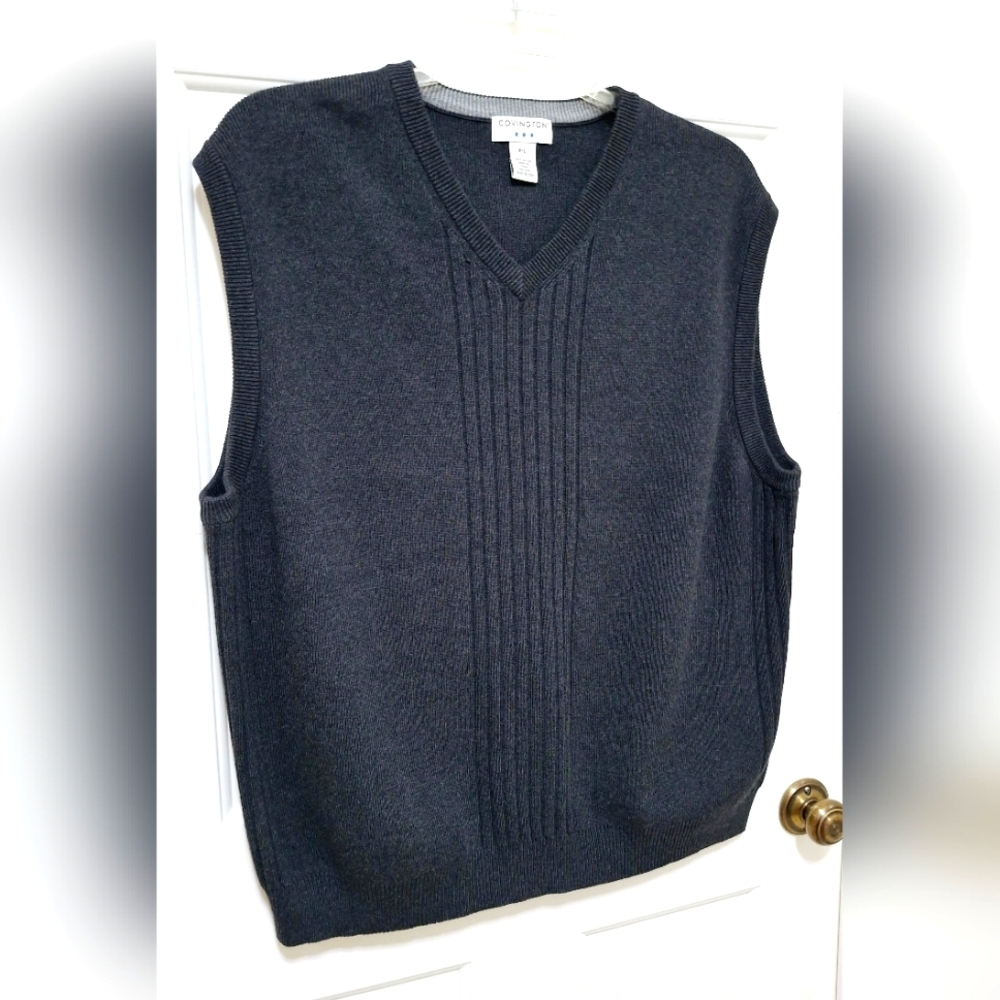 Men's Covington 100% Cotton Dark Gray Sweater Vest Golf Sweater Size Extra Large